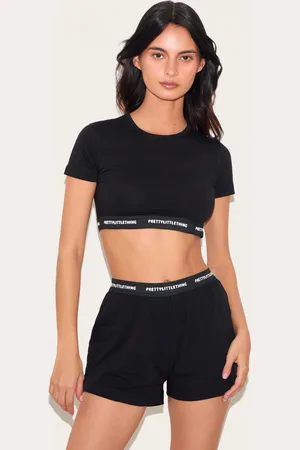 PRETTYLITTLETHING Tape Short Sleeve Pj Top