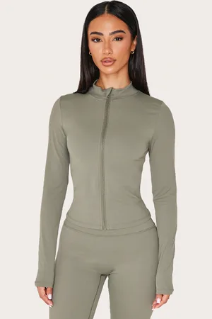 PRETTYLITTLETHING Petite Olive Basic Sculpt Jacket