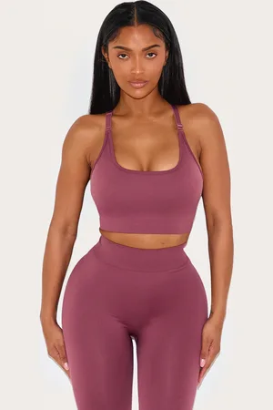 PRETTYLITTLETHING Shape Burgundy Seamless Active Cupped Sports Bra