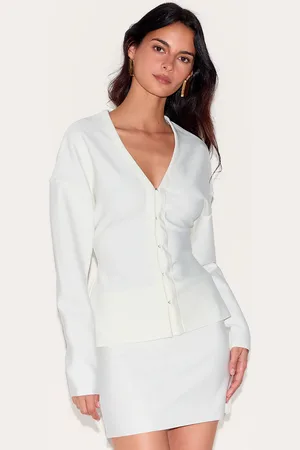 PRETTYLITTLETHING Cream Knitted Tailored Hook And Eye Cardigan