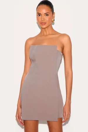 PRETTYLITTLETHING Woven Panel Detail Bandeau Mini Dress