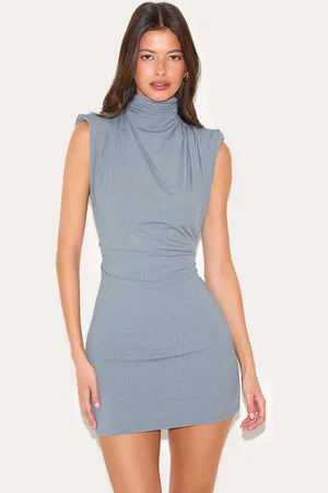 PRETTYLITTLETHING Shoulder Pad Sleeveless Bodycon Dress