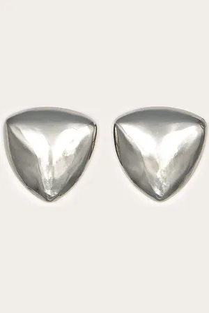 PRETTYLITTLETHING Silver Bevelled Triangle Chunky Statement Stud Earrings