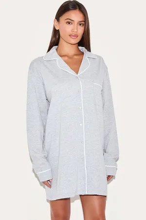 PRETTYLITTLETHING Jersey Piping Long Sleeve Nightdress