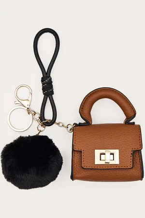 PRETTYLITTLETHING Tan Mini Bag And Pom-pom Bag Charm
