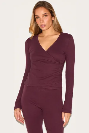 PRETTYLITTLETHING Plum Wrap Ruched Long Top