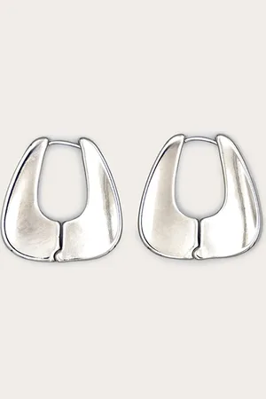 PRETTYLITTLETHING Silver Chunky Clasp Hoop Earrings