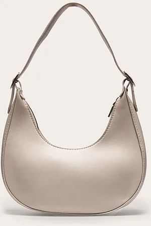 PRETTYLITTLETHING Cream Curved PU Shoulder Bag