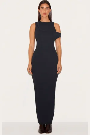 PRETTYLITTLETHING Asymmetric Ribbed Maxi Dress