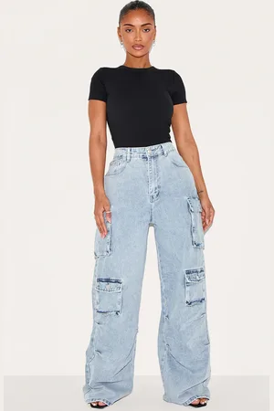 PRETTYLITTLETHING Shape Denim Pocket Detail Cargo Jeans