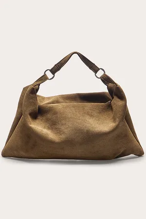 PRETTYLITTLETHING Olive Faux Suede Slouchy Shoulder Bag