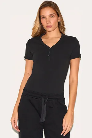 PRETTYLITTLETHING Premium Interlock Button Down Short Sleeve Bodysuit