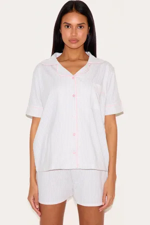 PRETTYLITTLETHING Stripe Jersey Piping Detail Short Pj Set