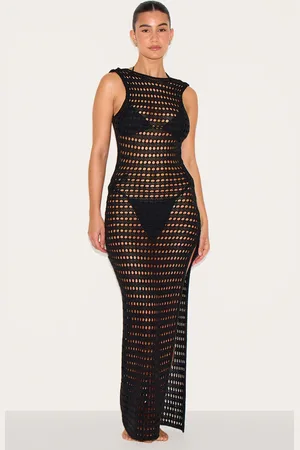 PRETTYLITTLETHING Backless Crochet Maxi Beach Dress