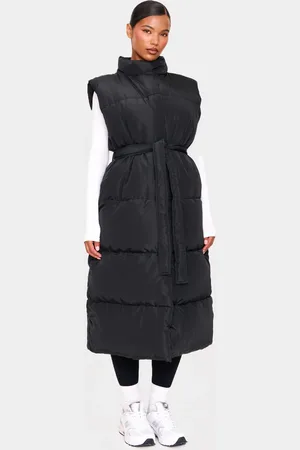 PRETTYLITTLETHING Quilted Longline Tie Waist Gilet