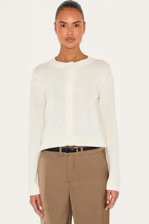 PRETTYLITTLETHING Cream Thick Knit Button Up Cardigan