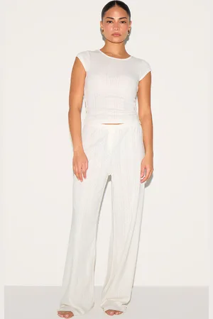 PRETTYLITTLETHING Petite Cream Pointelle Pyjama Trousers