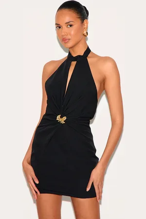 PRETTYLITTLETHING Woven Ruched Cut Out Mini Dress