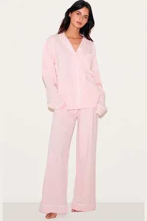 PRETTYLITTLETHING Jersey Piping Detail Long PJ Set
