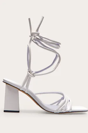PRETTYLITTLETHING Pu Square Toe Strappy Low Block Heeled Sandals