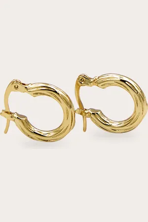 PRETTYLITTLETHING Real Gold Plated Mini Twist Detail Thin Hoop Earrings