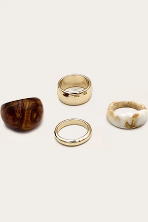 PRETTYLITTLETHING Gold Chunky Resin Multi-pack Rings