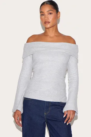 PRETTYLITTLETHING Soft Touch Foldover Bardot Top