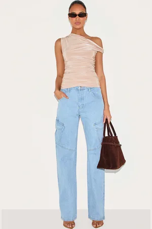 PRETTYLITTLETHING Slim Fit Cargo Pocket Boyfriend Jeans
