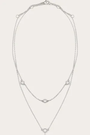 PRETTYLITTLETHING Real Silver Plated Star Diamante Necklace