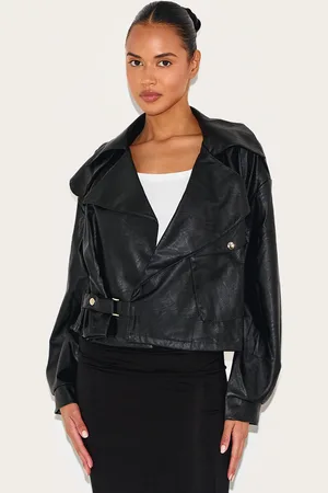 PRETTYLITTLETHING Textured Look Faux Leather Biker Jacket