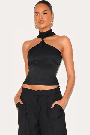 PRETTYLITTLETHING Halterneck Detail Long Top