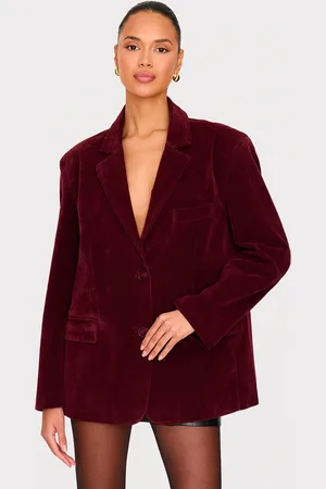 PRETTYLITTLETHING Burgundy Faux Suede Longline Blazer