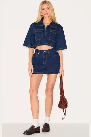 PRETTYLITTLETHING Contrast Stitch Denim Mini Skirt