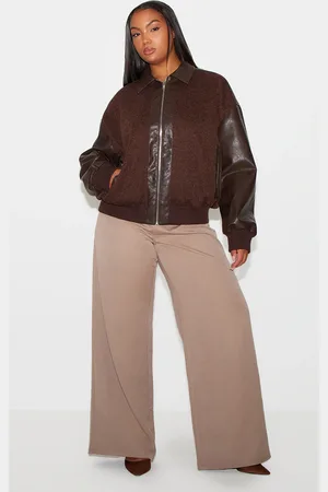 PRETTYLITTLETHING Plus Faux Leather Contrast Jacket