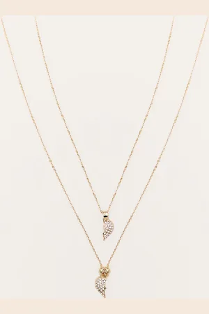 PRETTYLITTLETHING Gold Gifting Diamante Heart Duo Necklace