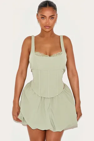 PRETTYLITTLETHING Shape Lace Trim Corset Top