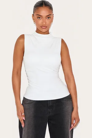 PRETTYLITTLETHING Shape Built In Bra Sculpt Boat Neck Ruched Side Top