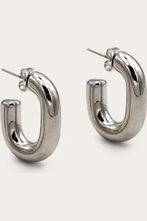 PRETTYLITTLETHING Silver Hoop Chubby Earrings