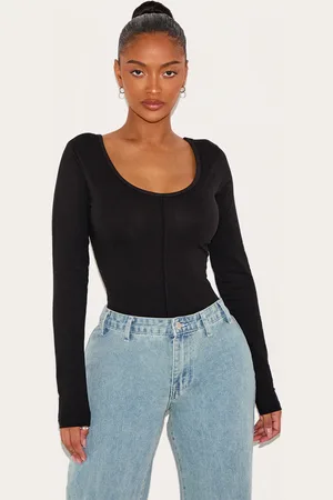 PRETTYLITTLETHING Shape Cotton Scoop Neck Seam Bodysuit
