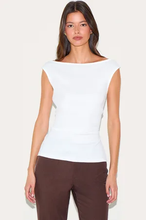 PRETTYLITTLETHING Cream Textured Rib Bardot Long Top
