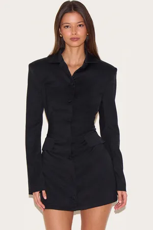 PRETTYLITTLETHING Tailored Button Up Pocket Detail Mini Dress