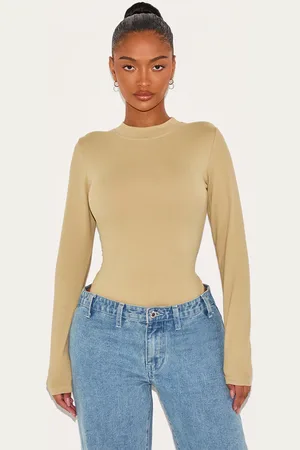 PRETTYLITTLETHING Shape Stone Sculpted Long Sleeve Bodysuit