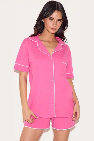 PRETTYLITTLETHING Jersey Piping Detail Short PJ Set