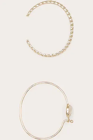 PRETTYLITTLETHING Gold Precious Stone Bangle Multipack