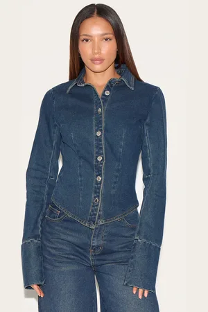 PRETTYLITTLETHING Tall Cinched Long Sleeve Denim Jacket