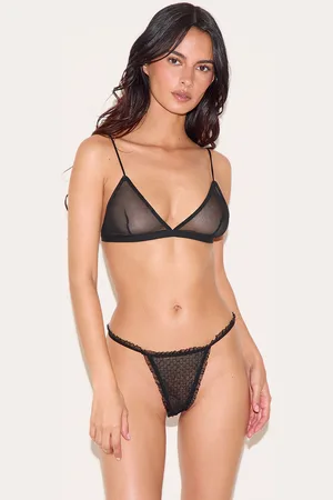 PRETTYLITTLETHING Textured Mesh Frill Edge Thong