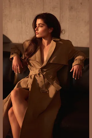 PRETTYLITTLETHING PLT Label Taupe Belt Detail Shoulder Pad Trench Coat
