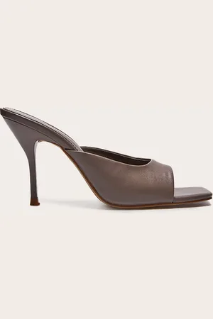 PRETTYLITTLETHING PU Square Toe High Stiletto Heeled Mules