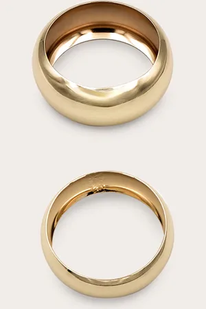 PRETTYLITTLETHING Gold Chunky Bevelled 2 Pack Bangles