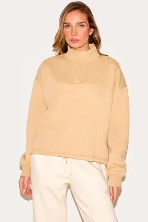 PRETTYLITTLETHING Drawstring Hem Quarter Zip Sweatshirt